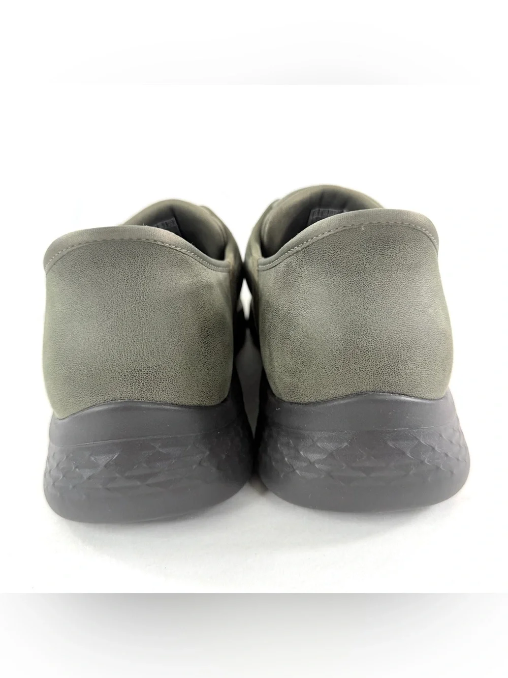 Skechers Men Size 11 Olive Shoe Faux Suede Slip Ins GO WALK Flex Smooth Motion